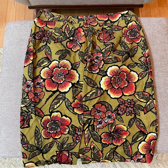 Ann Taylor LOFT Vintage 90's Floral Barkcloth Zip Back Kick Pleat Pencil Skirt - Picture 10 of 10